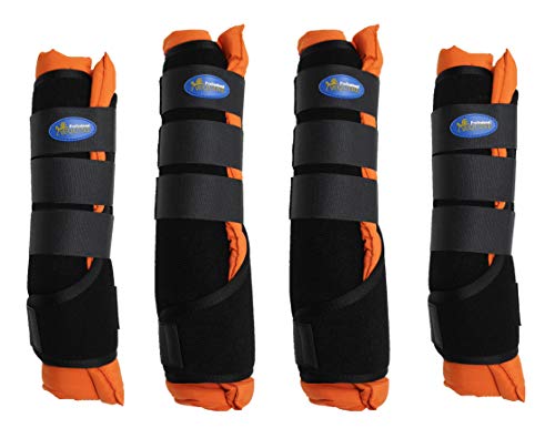 Professional Shipping Boots Wraps Front Rear 4 Pack Leg Hoof Care Orange