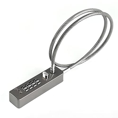 Cable Locks with Combination, 23-3/5 Inch Length Steel Cable Rope 4-Digit Combination Lock with Resettable Code