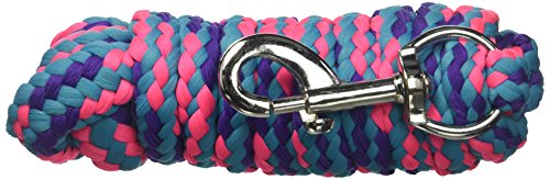 8' Braided Soft Poly Lead Rope, Purple/Turquoise/Hot Pink, 8ft