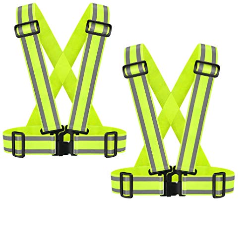 IDOU 2Pack High Visibility Reflective Safety Vest | Lightweight,Adjustable & Elastic | Hi Vis Running Gear for Walking,Cycling,Construction Workers,Men,Women