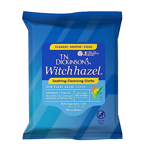 T.N. Dickinson's Witch Hazel New Soothing MultiUse Cleansing Cloth, 25 Count
