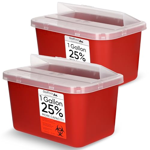 Oakridge Products Large Sharps Container 1 Gallon (2-Pack), CDC Certified