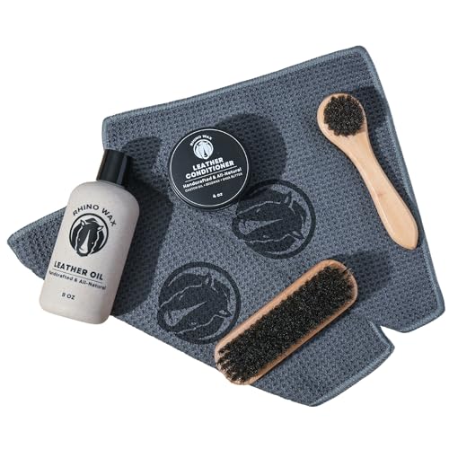 Rhino Wax – Tack Conditioning Kit – Leather Oil, Conditioner, Brushes, and Microfiber Cloths