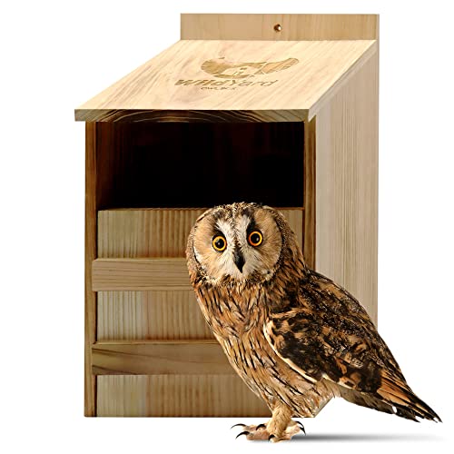 WildYard Owl House Real Wood - Easy to Hang - Prebuilt Owl Box for Outside - Houses Owls & Kestrels - Cedar Shavings & Screws Included - Owl Nesting Box, Barn Owl, Screech Owl Houses for Outdo...