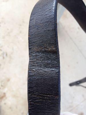 cracked leather on a stirrup strap