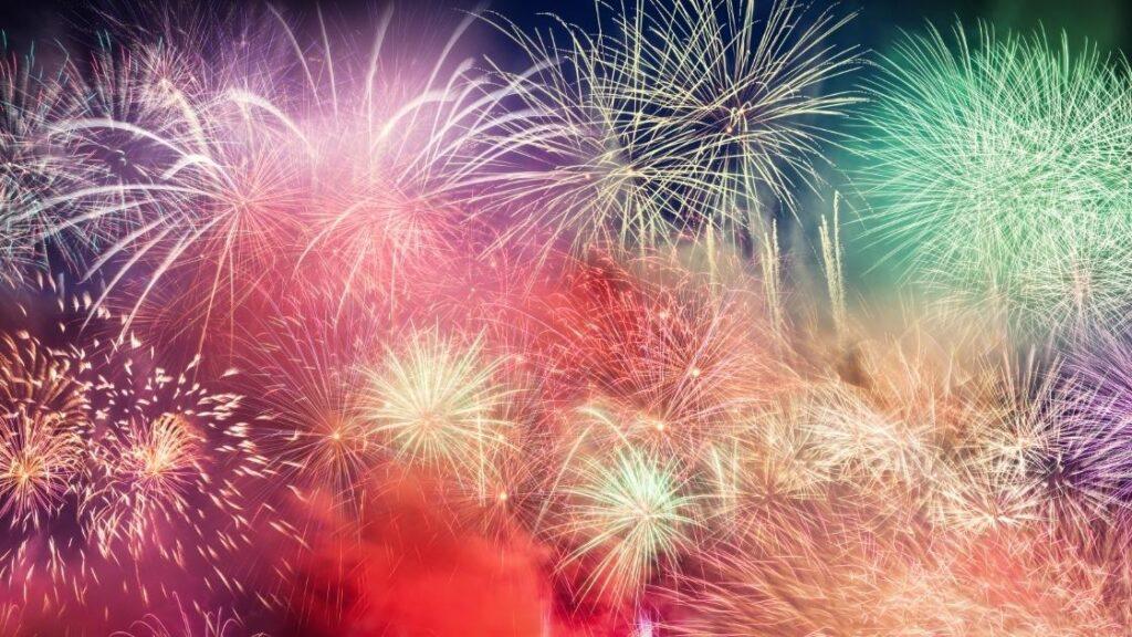 giant firework display in the sky