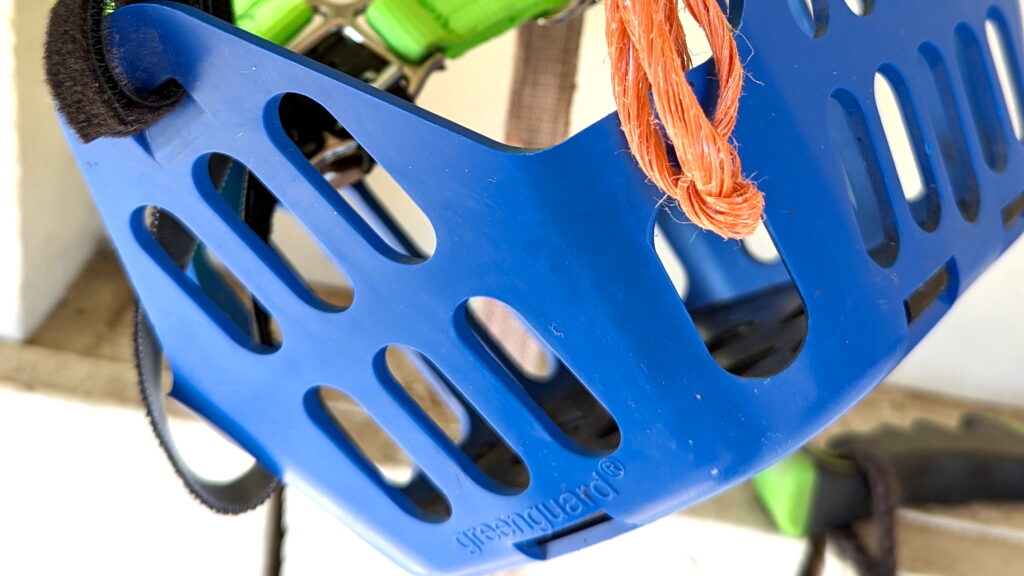 blue grazing muzzle showing the side and corner up close 
