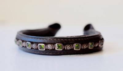green and silver beaded browband