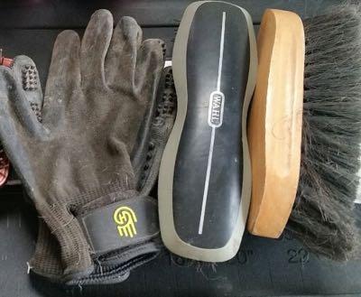 grooming gloves hard brush and soft brush