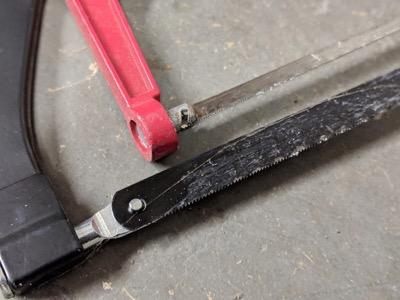 close up of rusty saw blades