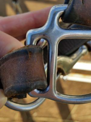 worn leather on horse halter buckle
