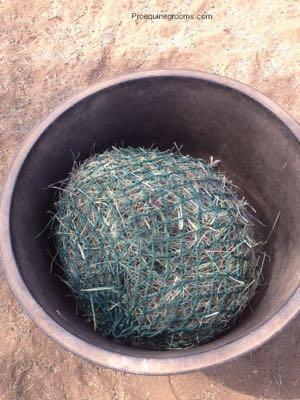 hay net inside a tub