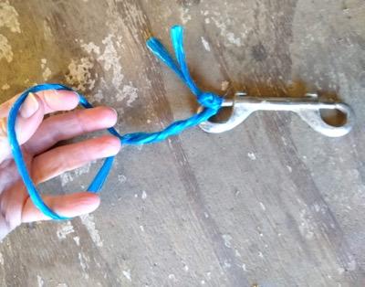 emergency twitch of baling twine and a double end snap