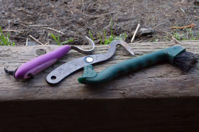 three styles of hoof pick