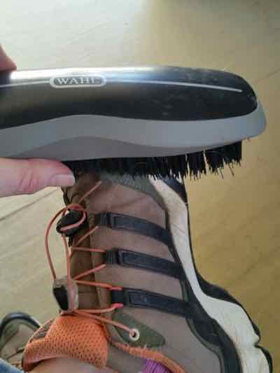stiff brush on shoes