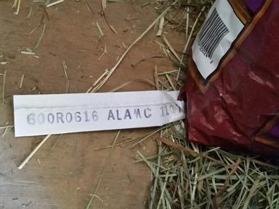 feed bag information on the bag crease