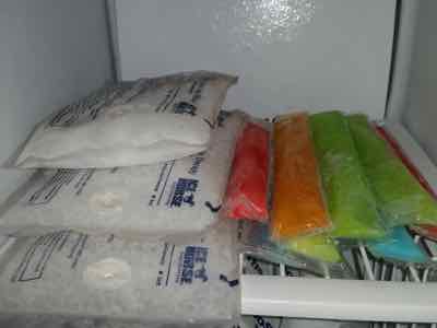 horse ice boots and popsicles in a freezer