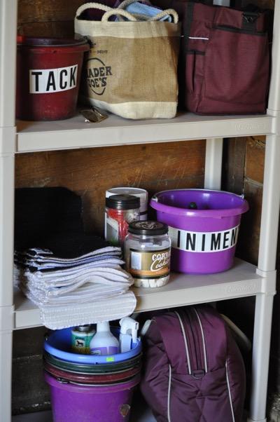 horse show shelf with bucket