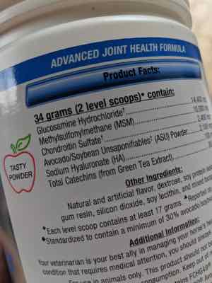 supplement label for horse joint care