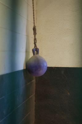 jolly ball hanging in a horse stall