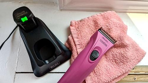 cordless battery clippers and charging port for removable battery