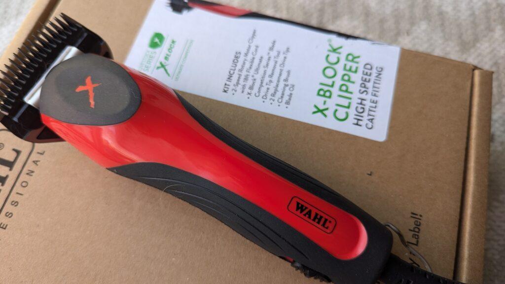 X block livestock clippers and their box behind them