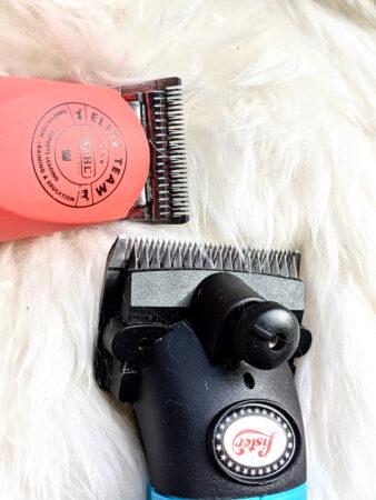 clipper shears and blade vs body clippers and blade on a fur background