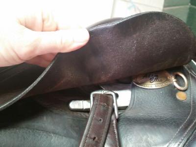 stirrup bar in the open or down position