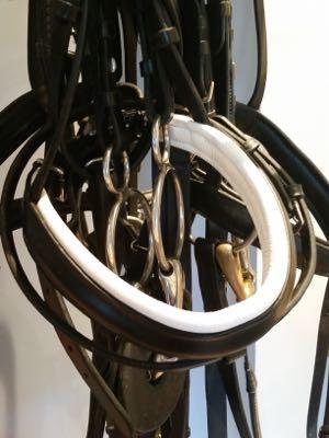 white leather accent on dressage bridle