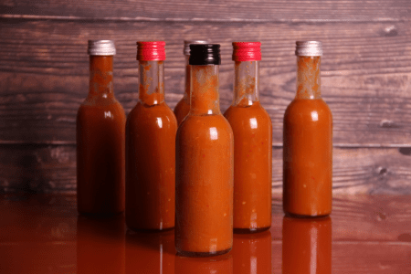 hot sauce in bottles without labels